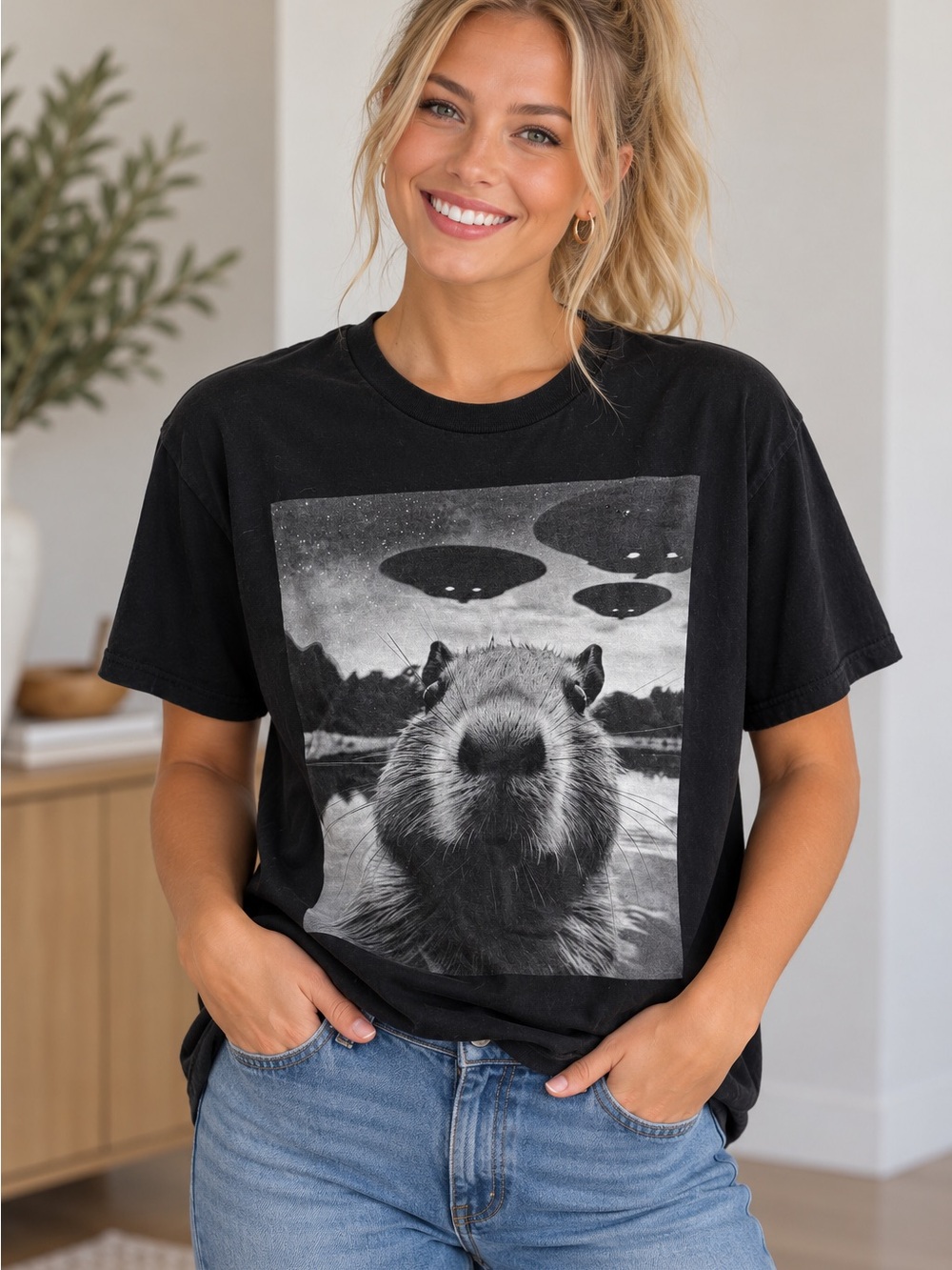 Port & Company UFO Capybara Graphic T-Shirt